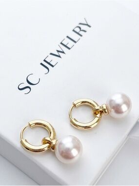 Mother’s Day 🌺 Pearl Hoop Earrings | Removable Part | 14K Gold Plated Jewelry